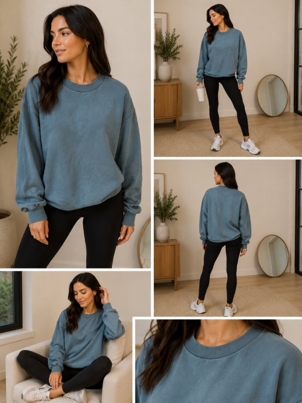 T by Alexander Wang Long Sleeve Cotton Sweatshirt, Size M, Teal